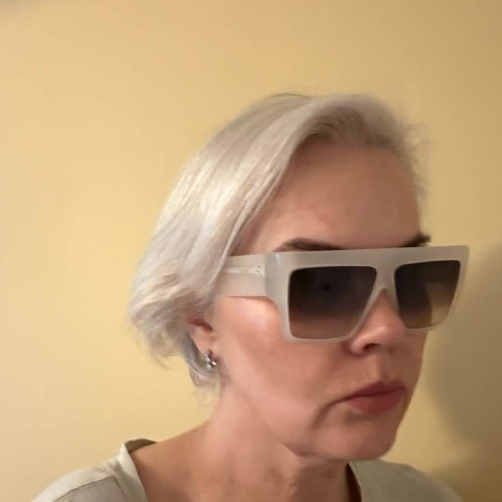 Celine White Translucent Square Sunglasses with Black Case - Picture 4 of 6